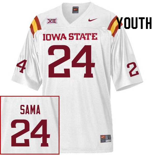 Youth #24 Abu Sama Iowa State Cyclones College Football Jerseys Stitched Sale-White